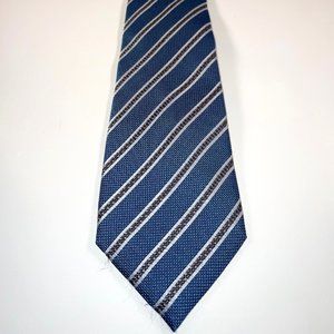 Silk Armani Collezioni Tie in Blue W/White & Grey Diagonal Stripes